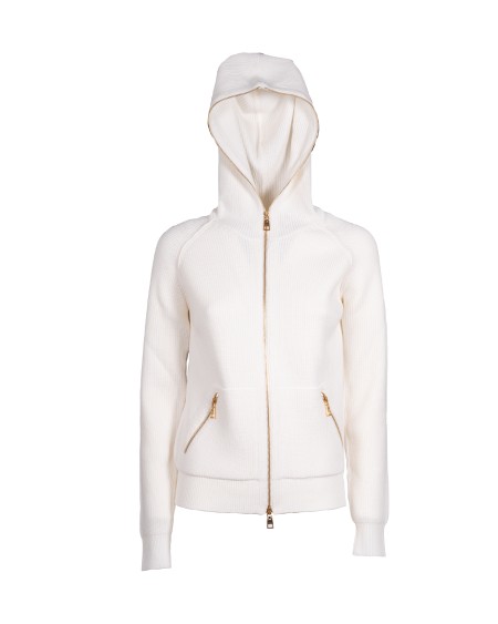 Shop ELISABETTA FRANCHI  Maglia: Elisabetta Franchi cardigan in viscosa con cappuccio.
Dettaglio in metallo dorato.
Tasche e chiusura con zip.
Maniche lunghe con taglio raglan.
Tasche e chiusura con zip in metallo dorato e cursore con logo.
Vestibilità regular.
Composizione: 70%Viscosa 30%Poliestere.
Made in Italy.. MK52S51E2-360